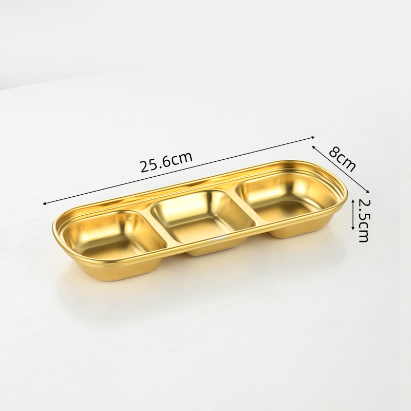 304ステンレス調味料皿家庭用醤油酢小皿分格付皿ホテルレストラン火鍋店軽食皿|undefined