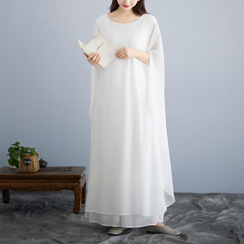 实拍 禅舞服套装带袖子仙女飘逸长裙茶禅服文艺古筝演出服