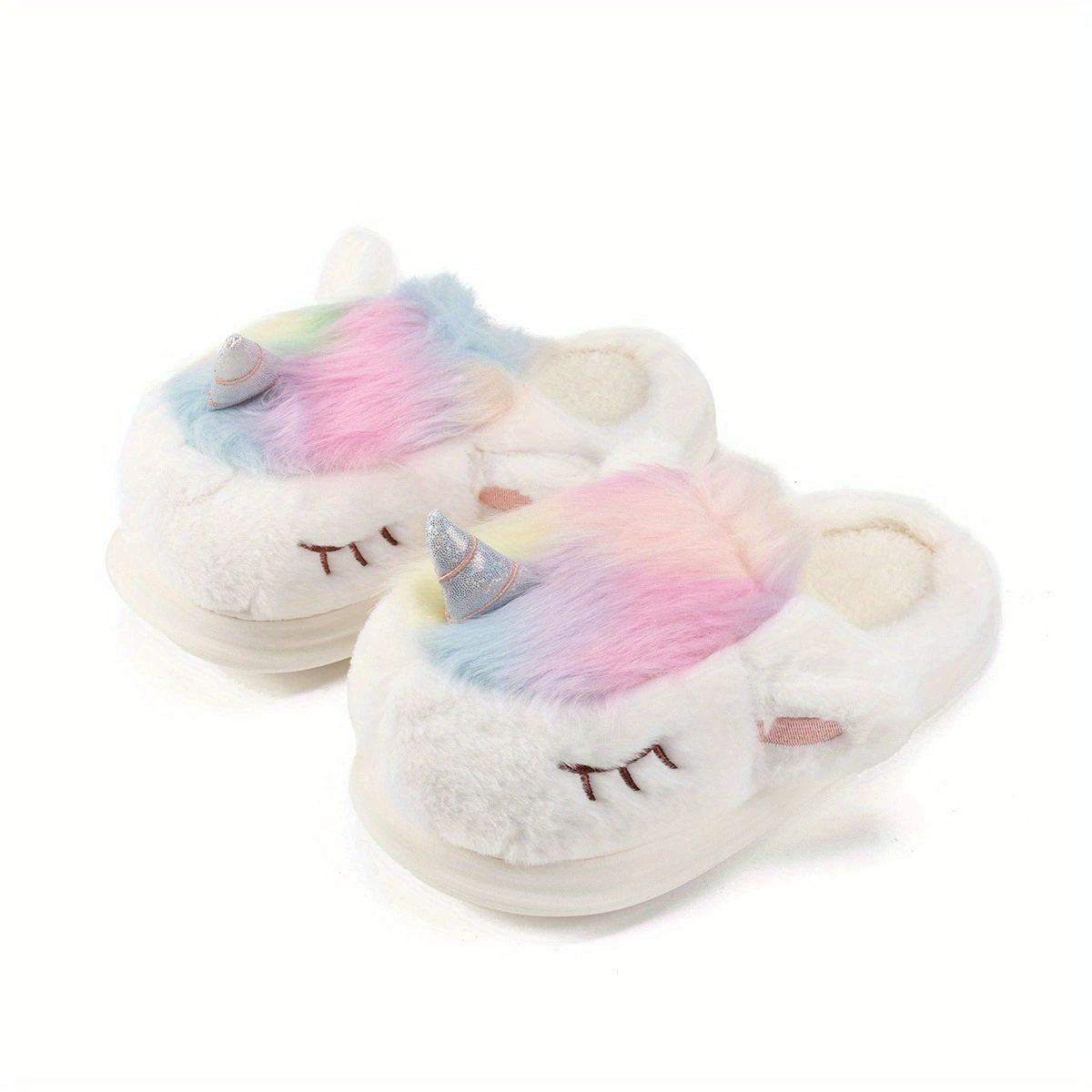Оптовая фабрика единорог плюшевые тапочки радуга новый все включено зимой теплый дом пара хлопчатобумажные тапочки