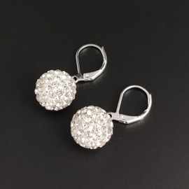 新款镀银水晶球球耳环 韩版精美耳饰品 香巴拉球时尚耳环批发