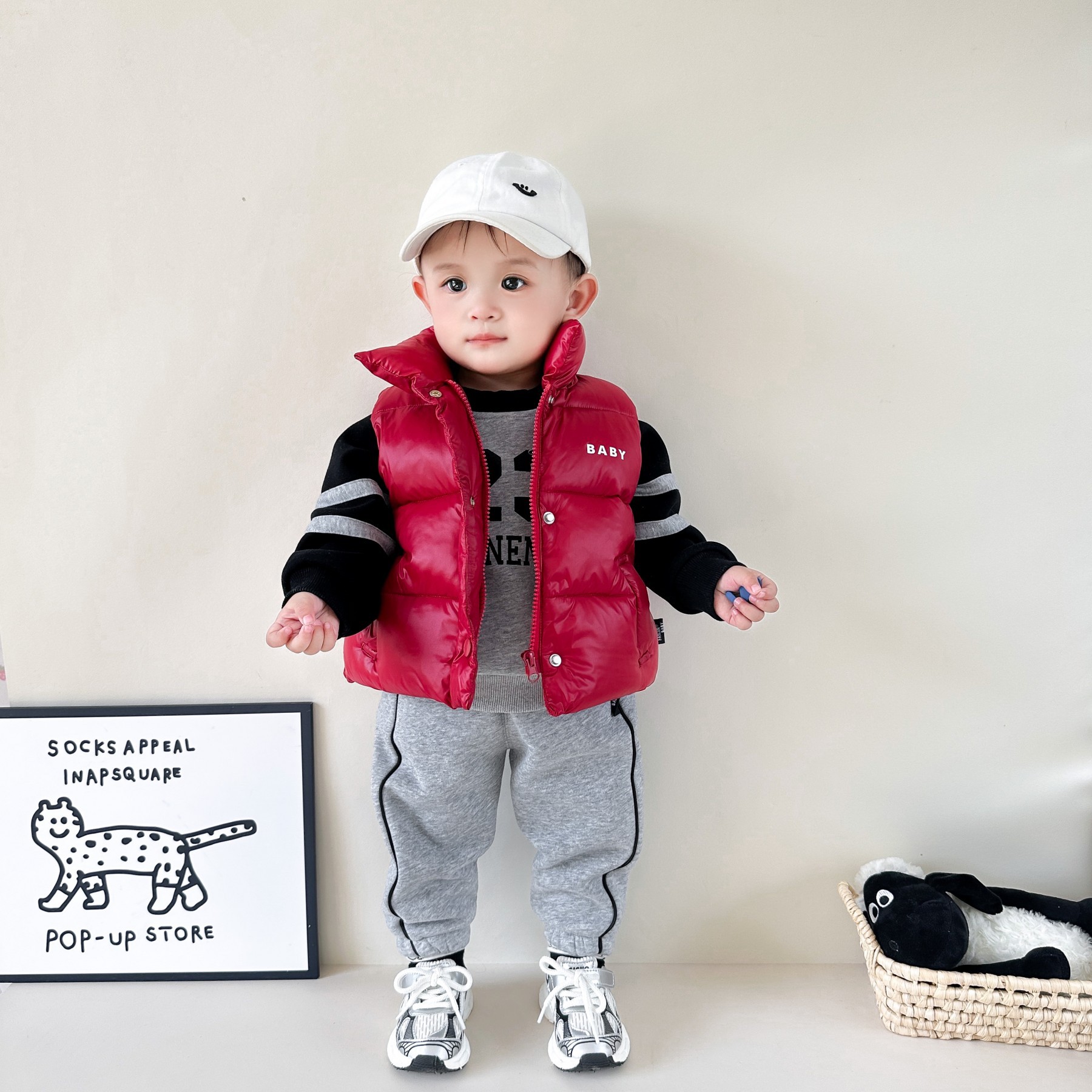 Jungen Herbst Winter Kleidung 2023 Plüsch Jungen süßer Pullover für kleine und mittelgroße Kinder, Farbabstimmung,_voghion.com