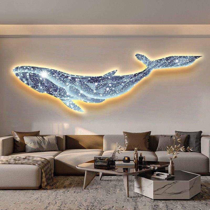 Living Room Master Bedroom Dream Decorative Painting Led Modern Whale Creative Accessible Luxury Bedside Hanging Painting New Lamp Painting