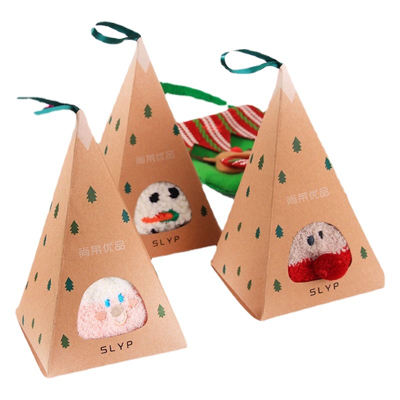 Nuevos calcetines de lana de coral para mujer Dibujos animados tridimensionales japoneses Calcetines de piso de Navidad Otoño e Invierno engrosados calcetines de media pantorrilla