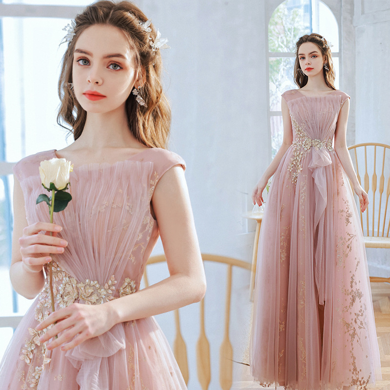 Dress dress Daily wearable pink bridal wedding performance dress host birthday banquet evening dress Dress dress Daily wearable pink bridal wedding performance dress host birthday banquet evening dress