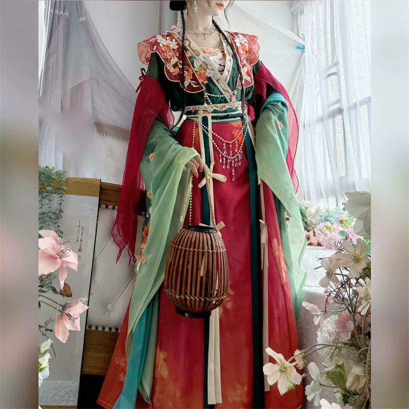 Zui Shige [Xing Yunmeng Ying] Оригинальный ханфу, южно-северный стиль, широкие рукава кисточкой, поясная юбка, комплект из семи предметов, изящный, феерический, моделирующий фигуру