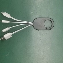 登山扣一拖三数据线 三合一彩色面条充电线 钥匙指环扣多功能线