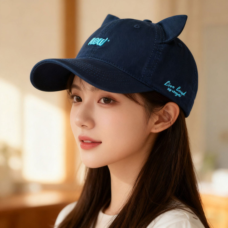 韩版秋冬季新款甜美可爱猫耳棒球帽休闲百搭时尚潮流逛街鸭舌帽女|undefined