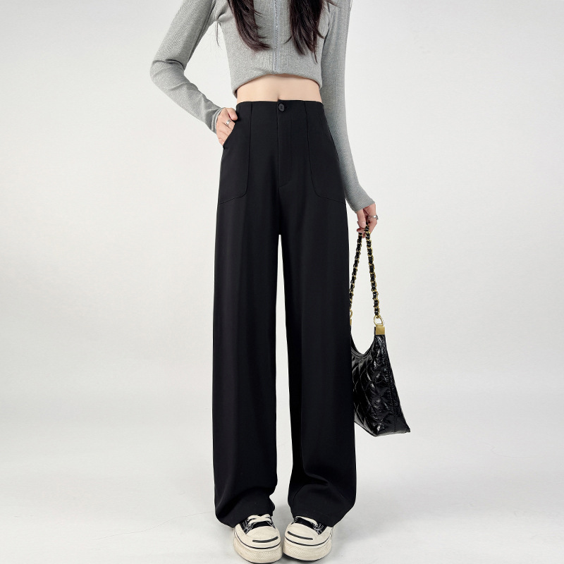 細身のスーツパンツ レディース 秋 2025 新作 カジュアル ゆったり ストレート ハイウエスト 着痩せ ドレープ感 万能 ロングパンツ