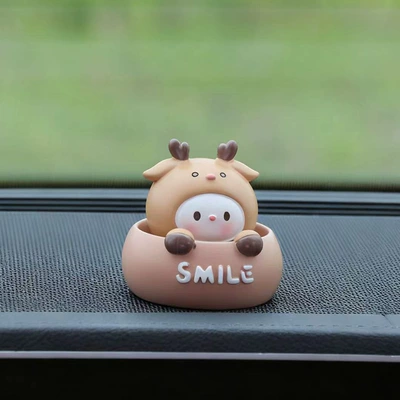 Creative and Cute Shaking Head Car ornaments - type-a-milk-coffee-fawn-with-glue