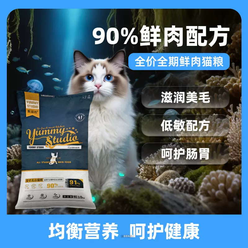 美滋坊鲜肉猫粮主粮成猫幼猫通用型无谷20斤营养10kg批发代发大包