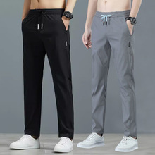 夏季薄款速干裤男运动裤子冰丝干活户外超薄宽松潮流休闲直筒长裤