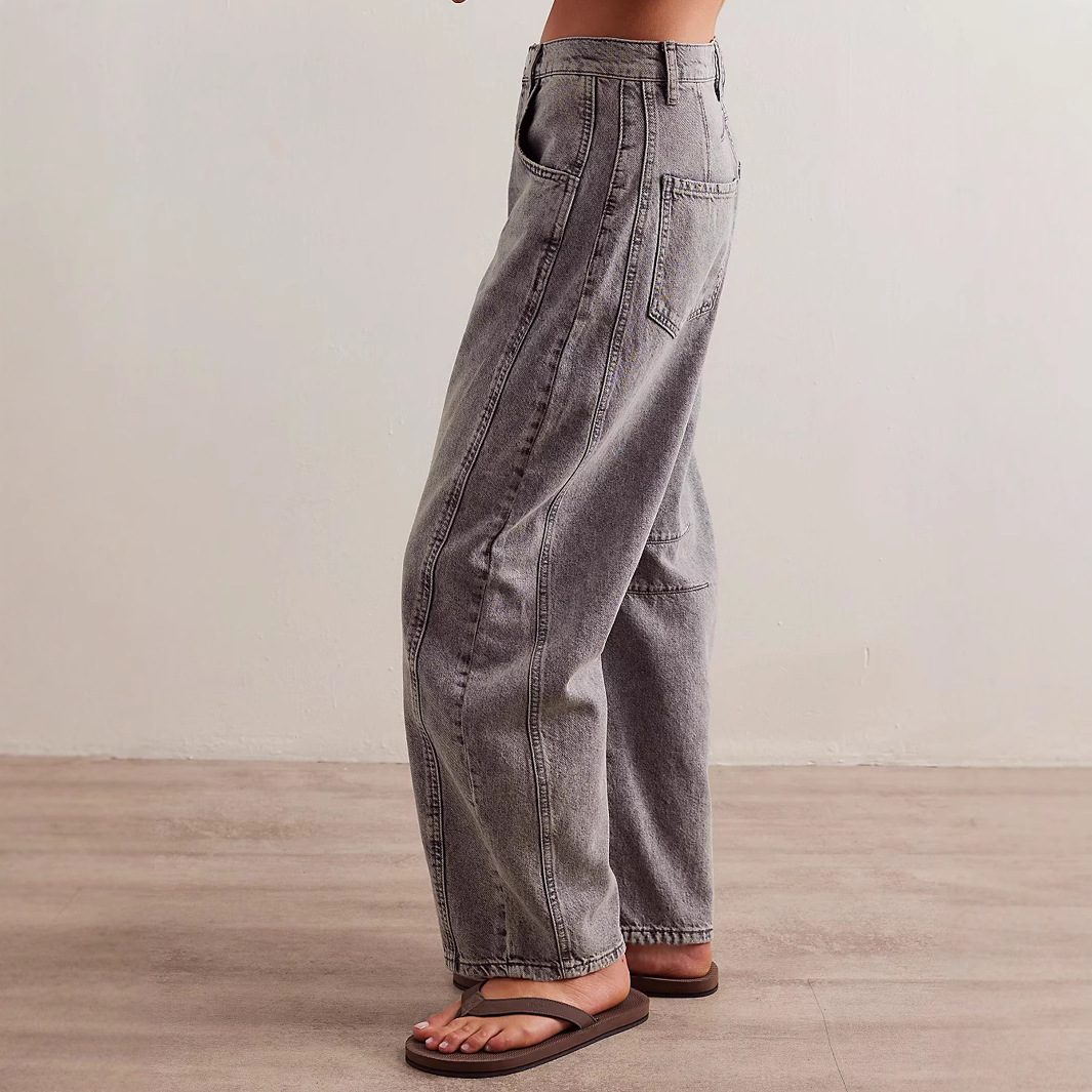 2023 New Cross-Border European And American Hot-Selling Fashion Casual Wide-Leg Loose Jeans For Women Mid-Low Waist_ecoleips.com