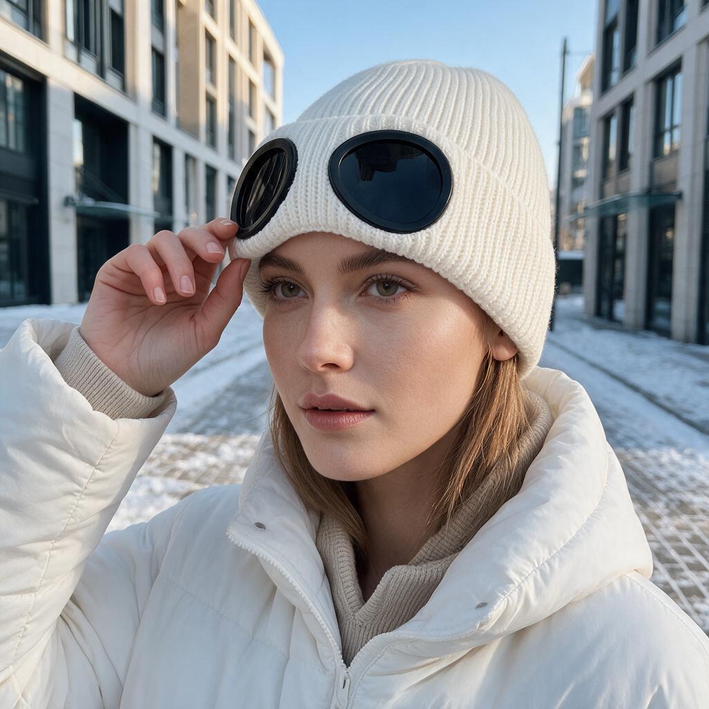 Cross-border autumn and winter hats for men and women, windproof glasses, fleece-lined ski hats, European and American Amazon warm knitted wool hats
