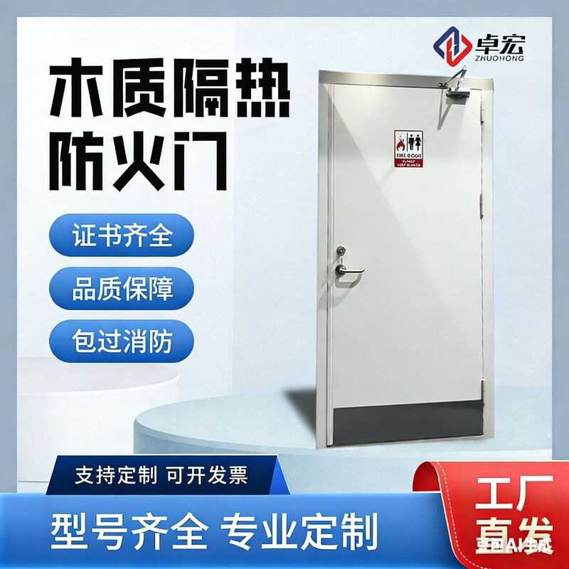 American Standard Wooden Fire Door Factory Export Entrance Stair Mall Hotel Hospital Unit Entrance