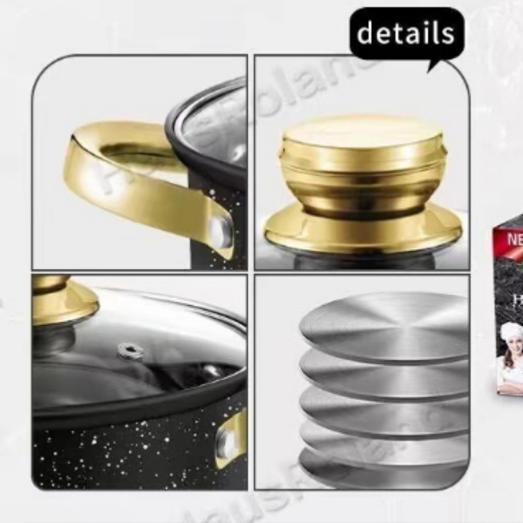 Set de cocina de acero inoxidable 8 piezas set de exportación doméstica utensilios de cocina de punto negro combinación de cocina de gas transfronteriza