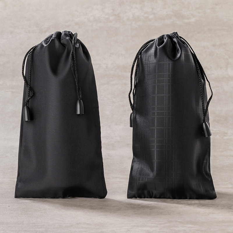 Glasses Bag Double Rope Men's and Women's Sunglasses Storage Bag Ready-Made Black Microfiber Knitted Sunglasses Drawstring Bag