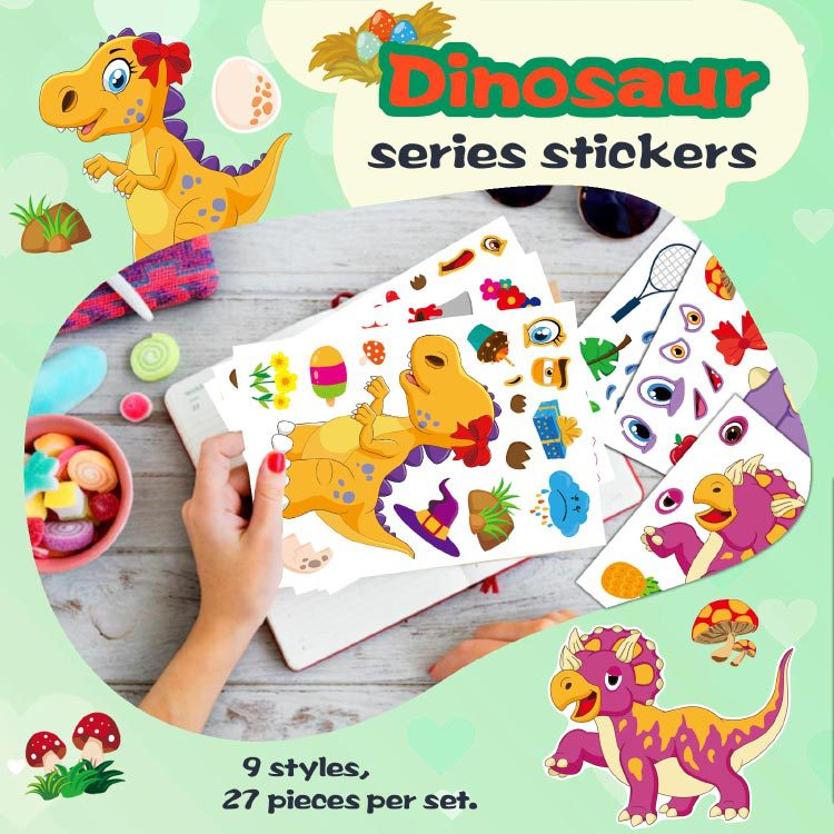 Dinosaurio tema rompecabezas pegatinas niños arte artesanía regalos de cumpleaños fiesta suministros DIY pegatinas