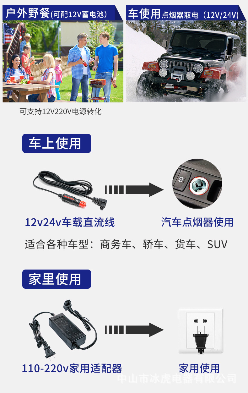 Ice Tiger Compressor Car Refrigerator Refrigeration 15L-40L Car Home Dual Use 12v24v Small Refrigeration