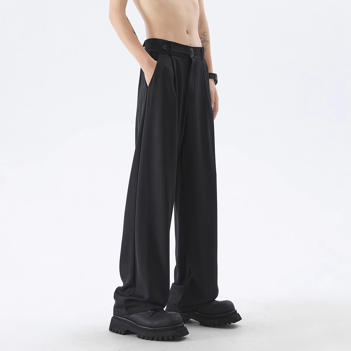Pantalones de primavera y otoño pantalones de cintura alta sueltos piernas anchas delgadas pantalones rectos hombres fábrica transfronteriza al por mayor de seda de leche