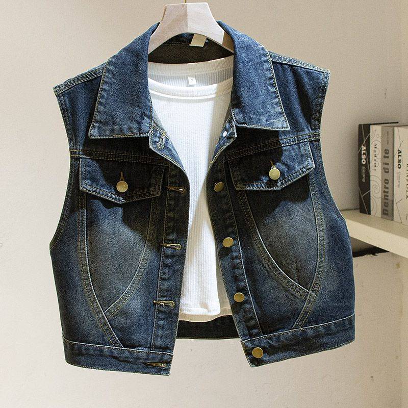 Denim Vest for Women, New Spring and Autumn Fashion, Korean Style, Loose Fit, Super Slimming, Sleeveless Vest for Petite Figures