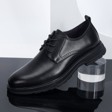 大气男士光头商务皮鞋新款绑带真皮厚底职业工作男鞋批发