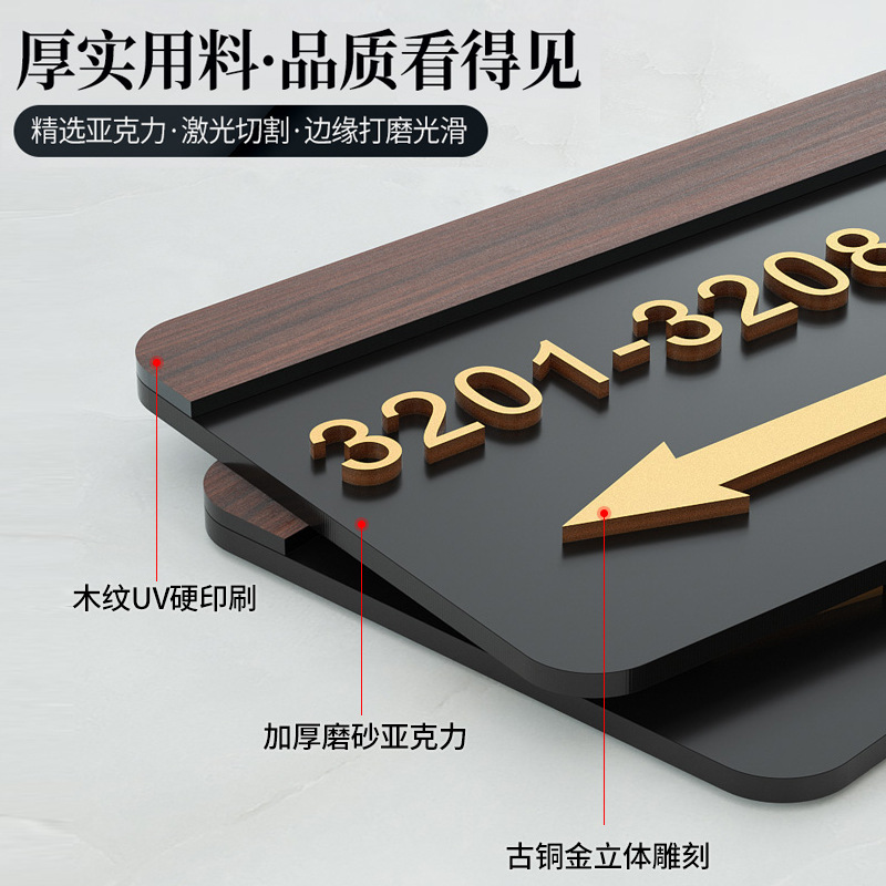 亞克力門牌家用酒店樓層索引指示民宿立體輕奢數字標識導向號碼牌