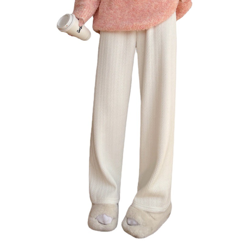 Nueva primavera y otoño franja de trigo a rayas pantalones de pierna ancha para mujer adelgazamiento trapeador suelto drapeado versátil pantalones casuales transfronterizos