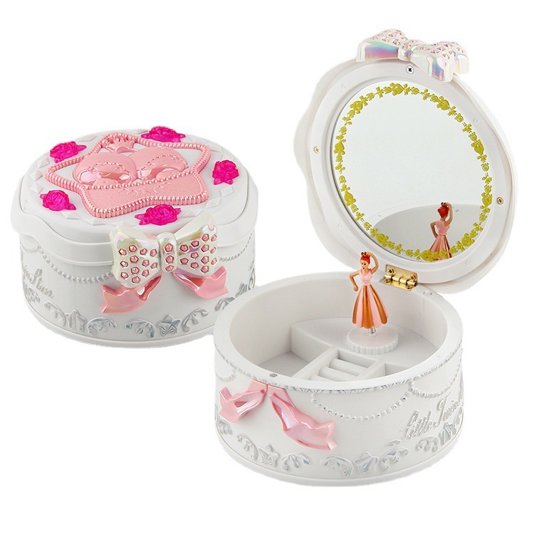 Caja de Música Giratoria de Ballet con Espejo, Caja de Joyería Creativa para Regalo de Cumpleaños - Directo de Fábrica
