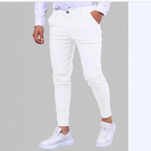 2025 European and American Spring and Autumn Men's Solid Color Dress Pants Business Casual Slim-fit Formal Suit Pants Popular Style