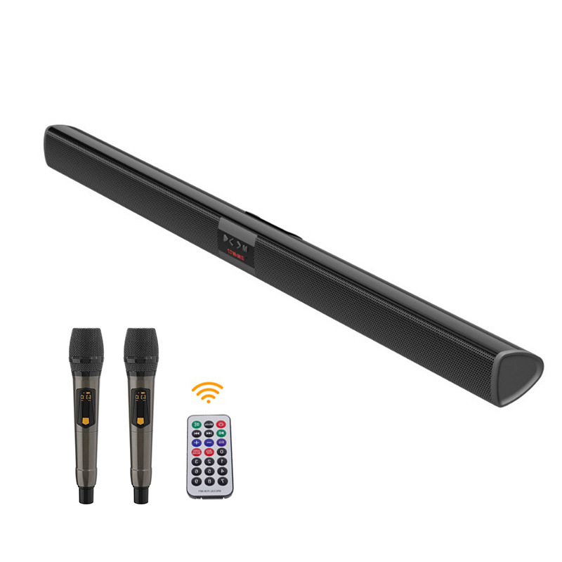 Cross-border long sound bar bluetooth speaker heavy subwoofer high power dual wireless microphone remote control TV big stereo