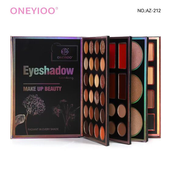 Cross-border foreign trade new four-page book 55-color eye shadow plate beads high-gloss matte glitter sequins color makeup plate color palette