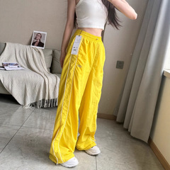 高バージョンオリジナル alo シンプルスポーツカジュアルパンツレディースルーズストレートデザインニッチ巾着速乾パンツ