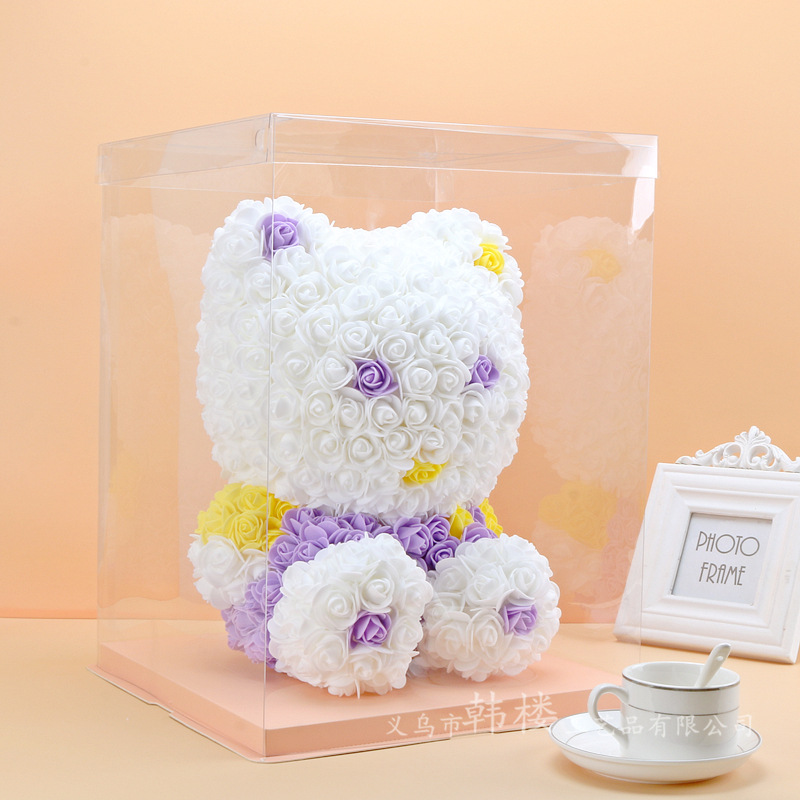 Flor preservada oso rosa 520 regalo del Día de San Valentín tienda de flores supermercado PE espuma flor abrazo oso rosa