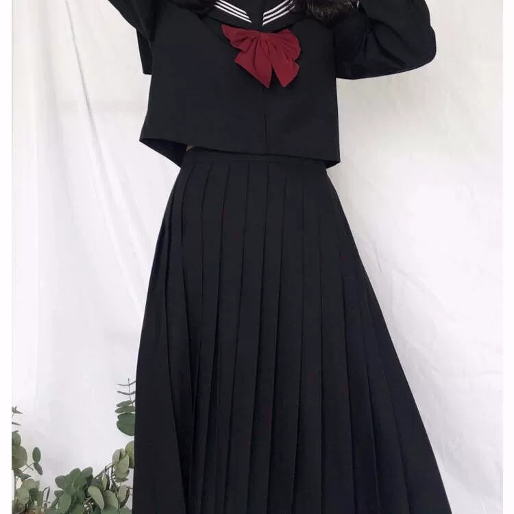 Черные три основные JK униформа подлинная плохая длинная юбка православная японская матручная одежда