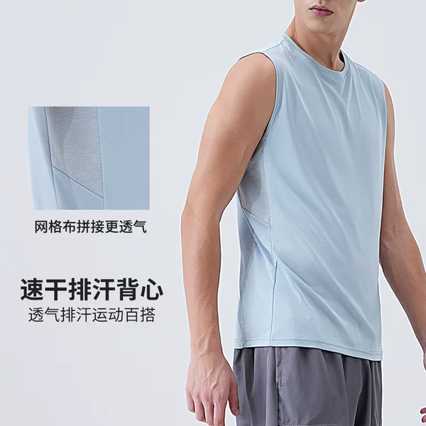 Summer cross-border new European and American sports leisure vest men's exercise gym running breathable round neck vest tide