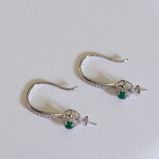 18K Gold Accessories, Small Cabochon Jade Pearl Ear Hooks, Reference Beads 11-12mm (Accessories Do Not Include Beads)