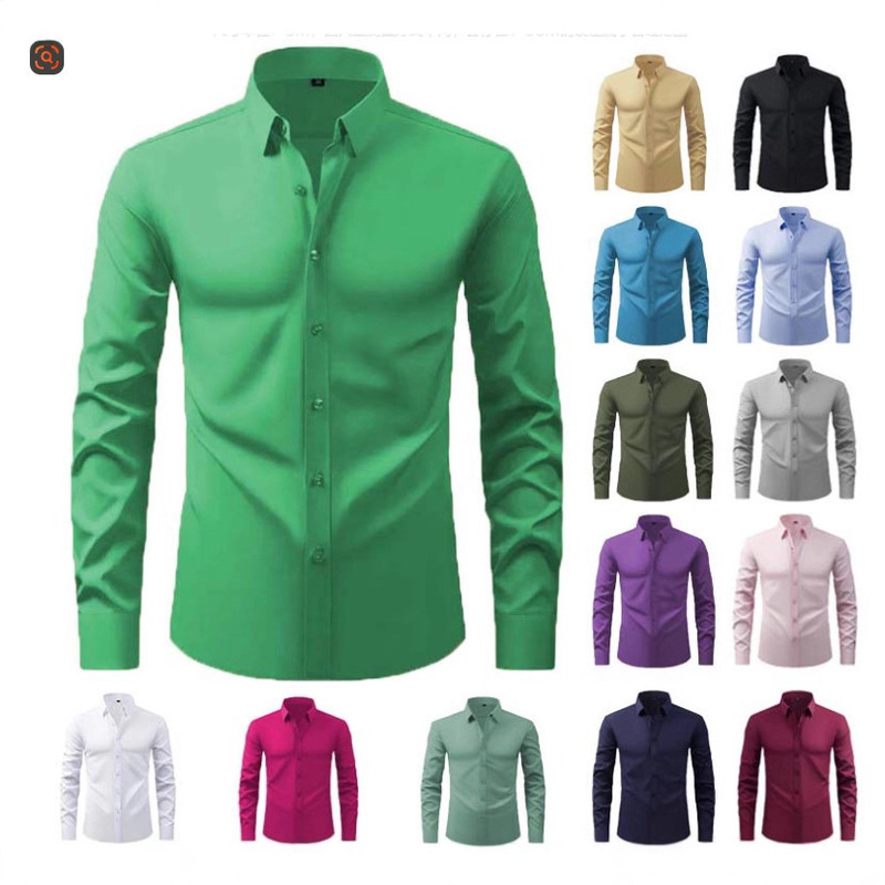 Shirt Men's Long-Sleeved No-Iron Business Formal Fit Korean Style Professional Work Men's White Casual Suit Shirt