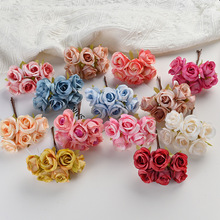 仿真玫瑰小花束 DIY手工花环材料假花绢花家居客厅摆件礼盒装饰