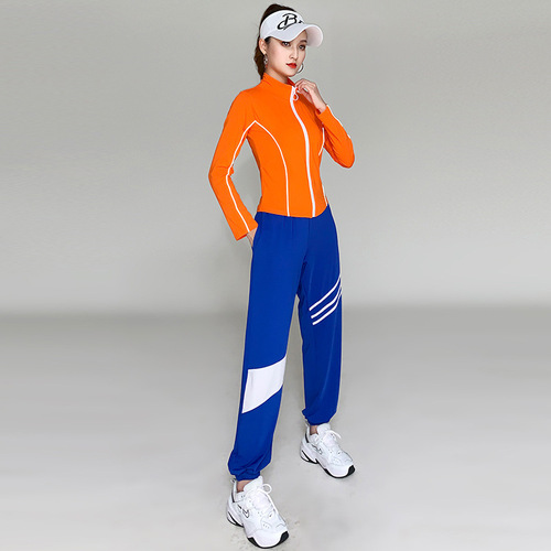 Square Dance Wear New Spring Fitted Jacket with Hemmed Pants, Sports Fitness Wear Dance Group Exercise Dance Wear Set for Women