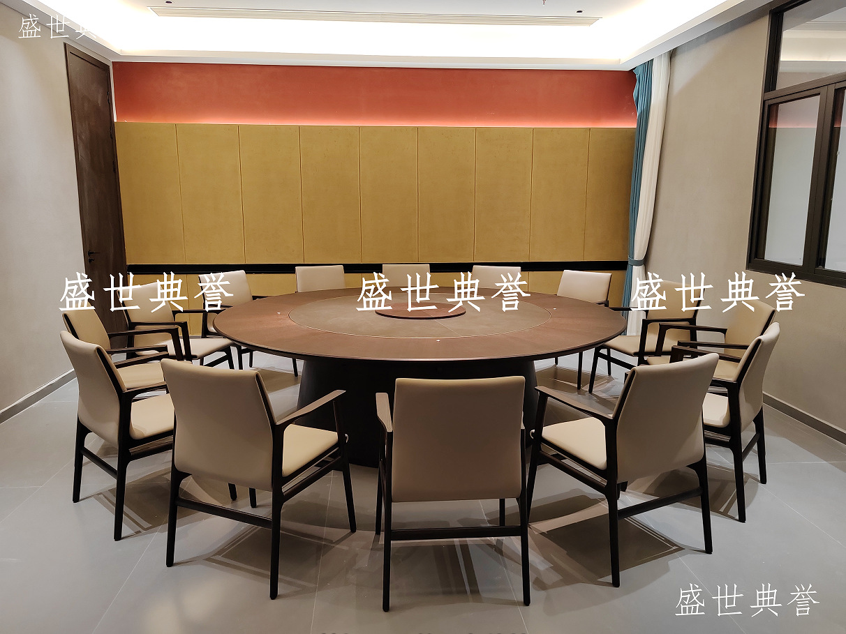 Jining Resort Hotel solid wood furniture, banquet center private rooms, solid wood dining tables and chairs, high-end club light luxury solid wood chairs pic 11