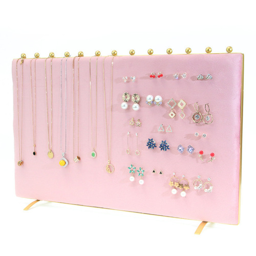 Nordic-style INS metal jewelry stand decorative princess pink earrings, rings, necklaces soft cushion multi-purpose display stand