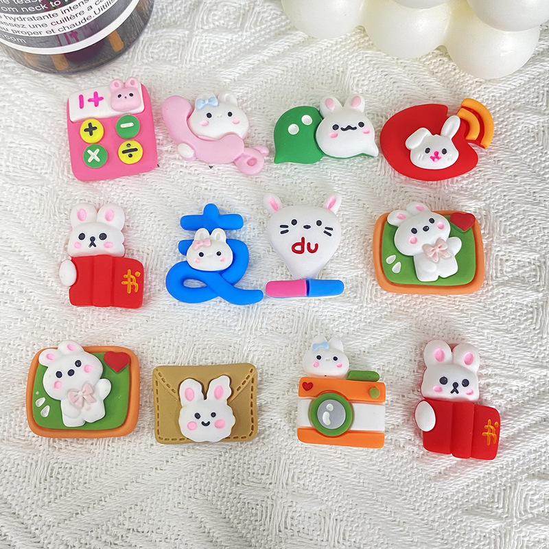 Rabbit Series Cartoon Resin Jewelry Accessories Children's Interest DIY Cream Glue Mobile Phone Shell Homemade Hairpin Water Cup Material