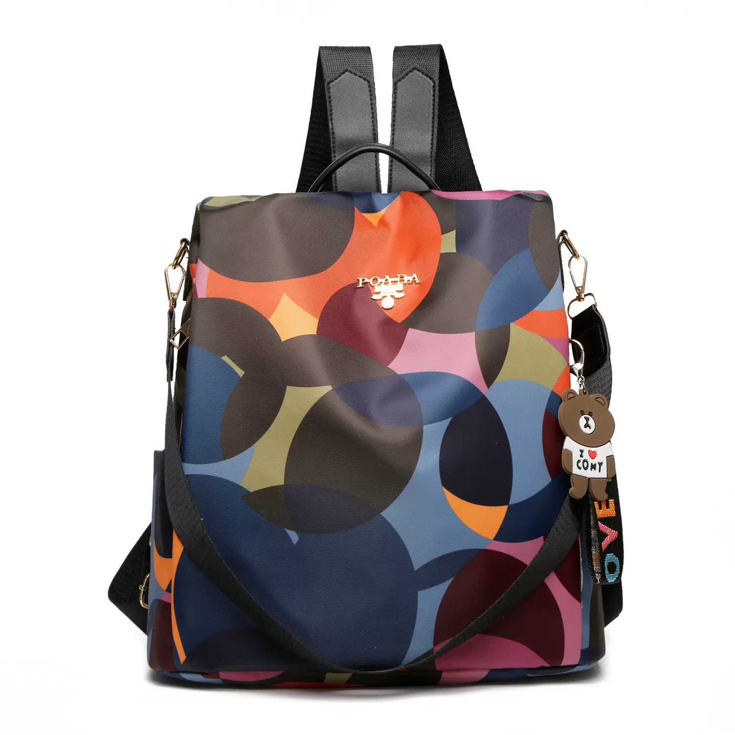 跨境多功能双肩包女简约百搭两用防泼水防盗包大容量尼龙书包代发