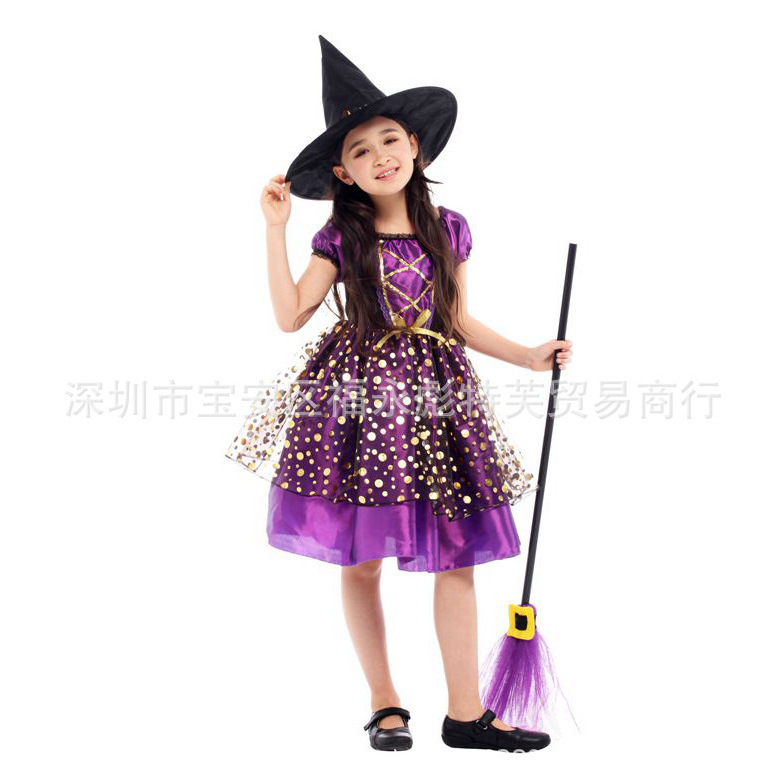 ハロウィーン子供魔女衣装魔法使い女魔女変装舞踏会演出服学校劇演出服|undefined
