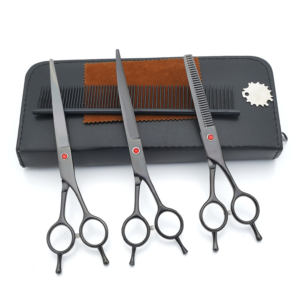 Ventas directas de fábrica para mascotas de acero inoxidable de 7 pulgadas tijeras de aseo para mascotas tijeras de corte de pelo para perros tijeras finas de espina de pescado