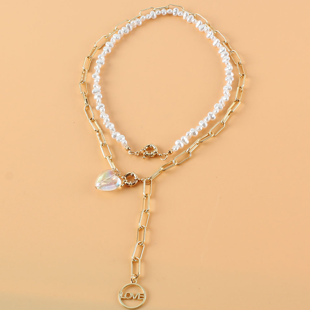 Wholesale Lettre De Bijoux Love Coeur Perle Pendentif Collier Multicouche Nihaojewelry display picture 5