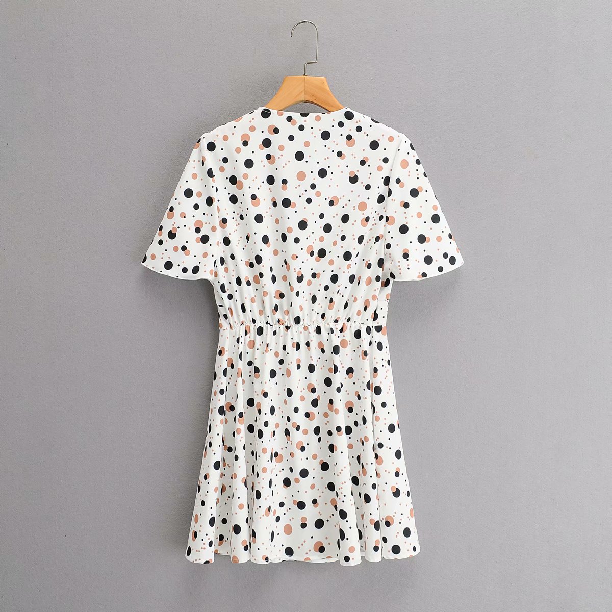 new V-neck short sleeve polka dot printed dress  NSAM34785