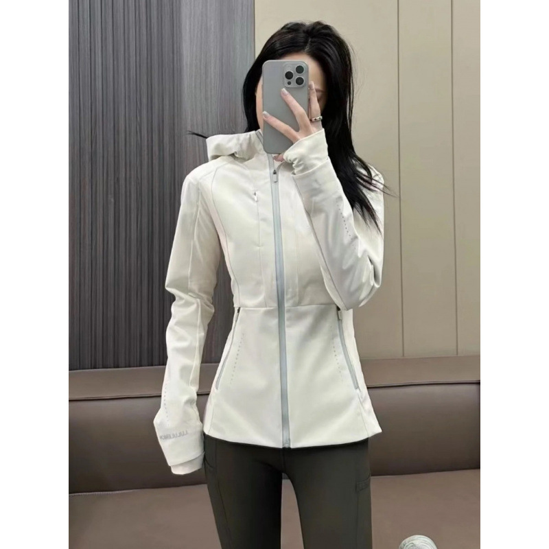 Lulu Original Label Windproof and Waterproof Softshell Cross Sports Jacket with Hood for Women, Fleece-Lined for Warmth