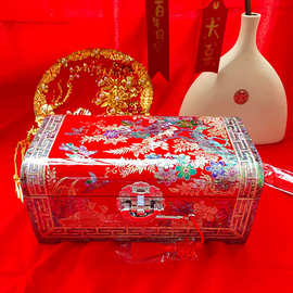 中式婚庆礼陪嫁首饰盒订婚彩礼非遗螺钿漆器