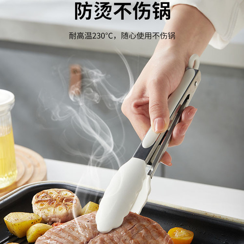 食品夹烧烤家用厨房硅胶烤肉耐高温煎牛排食物夹子9寸 12寸 14寸